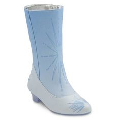 a blue and white boot with snowflakes on it