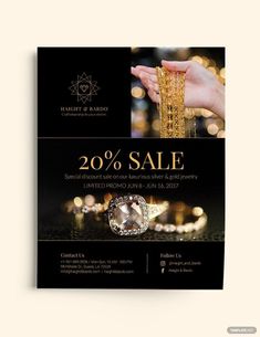 a flyer for a jewelry sale with gold bracelets and diamond necklaces on it