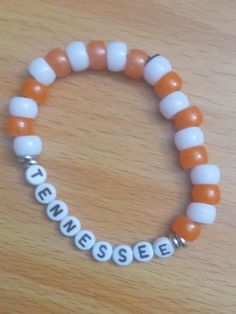 University of Tennessee homemade bracelets to support the teams. They are popular and very liked so far. Beaded Bracelets Homemade, Bracelets Homemade, Univ Of Tennessee, Homemade Bracelets, Tennessee Vols, Rocky Top, University Of Tennessee, Tennessee Volunteers, Knoxville Tn