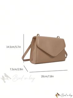 Bird in Bag - Elegant Flap Solid Color Square Bag Bird In Bag, Bag Bag, Square Bag, Color Khaki, Pu Leather, Solid Color, Square, Pattern, Leather