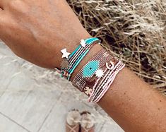 Aztec Print Miyuki Bracelet | Etsy Handmade Turquoise Bracelet For Festivals, Handmade Spiritual Beaded Bracelets For Summer, Handmade Bohemian Braided Bracelets As Gift, Silver Resizable Bohemian Friendship Bracelets, Bohemian Silver Resizable Friendship Bracelets, Bohemian Handmade Bracelets As Gifts, Silver Bohemian Friendship Bracelets, Handmade Artsy Bracelets For Festivals, Turquoise Bohemian Braided Bracelet For Gift