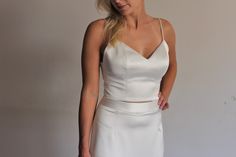 Simple modern satin bridal crop top/Wedding top with straps /Alternative bridal crop top/Minimalist bridal top /Sweetheart satin bridal top Bridal Crop Top, Wedding Separates, Bridal Bustier, Bridal Tops, Alternative Bridal, Wedding Skirt, Wedding Top, Bustier Top, Satin Fabric