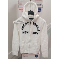 NEW ABERCROMBIE & FITCH MENS EAST RIVER TRAIL HOODIE SWEATSHIRTS WHITE  MEDIUM-LARGE NEW WITH TAG 100% Authentic Guarantee Buyer note: Some ABERCROMBIE & FITCH hoodies jacket is Hand-done destruction, Vintage Abercrombie Wash, Most Hoodies look like damaged, but that's their style, If you can't accept, please don't buy.  MENS TOPS                   A&F CHEST (IN) ARM (IN) EU UK KOREA CHINA XS 34 - 36 32 86 - 91 81 90 165/84A S 36 - 38 32.5 - 33.5 91 - 96 82 - 85 95 170/92A M 38 - 40 34 - 34.5 96 Vintage Abercrombie, River Trail, East River, Mens Hoodies, White Sweatshirt, Abercrombie Fitch, Adidas Jacket, Hoodies Men, Athletic Jacket