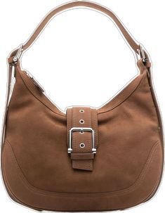 Luxury Brown Shoulder Bag With Buckle Closure, Modern Brown Bags With Silver-tone Hardware, Brown Crossbody Hobo Bag With Silver-tone Hardware, Classic Brown Calf Leather Hobo Bag, Brown Shoulder Bag With Silver-tone Hardware, Brown Shoulder Bag With Silver-tone Hardware For Everyday, Classic Shoulder Bag With Silver-tone Hardware For Everyday, Brown Hobo Bag With Silver-tone Hardware For Everyday, Brown Hobo Bag With Silver-tone Hardware For Daily Use