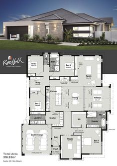 the floor plan for a house with two levels and three car garages on each level