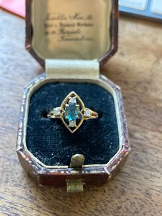 Vintage Genuine Spinel Ring from the 1970's  approx. .40ct Spinel approx. 6.5x4.5mm  Marked 375 inside the shank= 9k gold beautiful Navette design 4 surrounding stones do not test as genuine diamonds ...priced accordingly 2.8grams Size 7 . It is easily sized up or down by a skilled jeweler.  Excellent shape Blue spinel is a genuine gemstone that is associated with many metaphysical properties and symbolism, including: inner peace, truth, wisdom, intuition, calmness, protection, communication, an Vintage 14k Gold Cluster Ring Hallmarked, Vintage Oval Sapphire Birthstone Ring, Vintage Oval Sapphire Ring As Birthstone, Vintage Blue Diamond Ring Hallmarked, Vintage 14k Stamped Sapphire Ring For Formal Occasions, Vintage Oval Sapphire Ring Hallmarked, Vintage 14k Gold Rings With Birthstone, Vintage Oval Sapphire Ring With Hallmark, Vintage Sapphire Ring For Anniversary