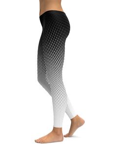 B&W Halftone Leggings - GearBunch Leggings / Yoga Pants Trendy White Workout Pants, Trendy White Workout Leggings, Trendy White Tight Leggings, Trendy Tight White Leggings, Trendy Fitted White Leggings, Colors Black And White, Black And White Leggings, Womens Workout, White Leggings