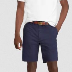 Polo Ralph Lauren 9-Inch Stretch Classic Fit Chino Shortss In Aviator Navy Size 36 38 Or 40 Nwt A Global Leader In Design, Polo Ralph Lauren Innovates The World Of Fashion By Bringing Timeless And Authentic Pieces With American Elements In Each Of Its Collections. The Classic Fit Chino Shorts Is The Epitome Of Comfort And Style With Its Top-Quality Cotton Fabric And Traditional Look. These Shorts Are Made With Stretch Cotton Chino And Feature Our Signature Embroidered Pony At The Back. Designed Summer Shorts With 5-inch Inseam And Belt Loops, Casual Navy Bottoms With Belt Loops, Summer Bottoms With 5-inch Inseam And Belt Loops, Business Casual Shorts With Belt Loops, Casual Navy Bottoms With Short Inseam, Casual Bermuda Shorts With Belt Loops And Fitted Style, Casual Fitted Bermuda Shorts With Belt Loops, Classic Blue Bottoms With Built-in Shorts, Casual Blue Shorts With Belt Loops