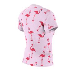 Be a flamingo in a flock full of pigeons. With this cute pink 8-bit flamingo printed tee, you will definitely be able to stand out in a crowd. This fluorescent pink bird-covered tee can be worn on all kinds of occasions: to go to school, while hanging out with friends, or even to sleep in as pajamas. These flamingos know no limits. Product Details Regular Fit T-Shirt Round neck Short sleeves Flamingo print About Me Medium Fabric (0 oz/yd² (170 g/m²)) Tagless Runs true to size 100% Polyester XS S Pink All-over Print Crew Neck Tops, Pink Crew Neck Top With All Over Print, Pink Cotton T-shirt With All Over Print, Pink Printed Short Sleeve T-shirt, Casual Pink Flamingo Print T-shirt, Casual Pink T-shirt With Flamingo Print, Casual Cotton T-shirt With Flamingo Print, Casual Crew Neck T-shirt With Flamingo Print, Pink Flamingo Print T-shirt For Summer