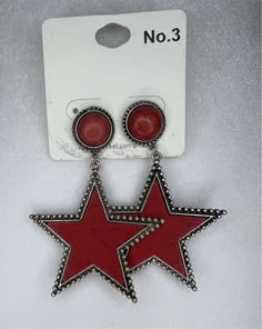 Red Star Earrings Red Star Jewelry, Red Star Earrings, Trendy Red Pierced Earrings, Red Star-shaped Jewelry For Parties, Red Star-shaped Party Jewelry, Red Star-shaped Earrings For Party, Red Star-shaped Party Earrings, Red Star Charm Earrings, Red Star-shaped Earrings With Star Charm