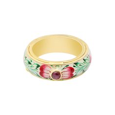 Natural Ruby Ring, Enamel Band, Sterling Silver Ring, Green Enamel Ring, Wedding Bridal Band, Designer Silver Ring, Flower Meenakari Band GEMSTONE DETAILS : ✦ Gemstone: Ruby ✦ Gemstone Type: Natural ✦ Gemstone Shape: Round ✦ Gemstone Color: Red ✦ Gemstone Cut: Cabochon ✦ Number of Gemstones: 1 ✦ Gemstone Grade: Excellent METAL DETAILS : ✦ Metal: 925 Sterling Silver/Enamel ✦ Metal Color: Silver/Yellow/Rose Plated ✦ Setting: Bezel Setting ✦ Ring Box: Yes CUSTOMISATION DETAILS : We can customize an Rose Gold Ruby Ring, Anniversary Flower Ring In Enamel, Hand Painted Enamel Jewelry For Wedding, Anniversary Round Flower Enamel Ring, Hand Painted Enamel Jewelry For Weddings, Anniversary Enamel Flower Ring, Hand Painted Enamel Wedding Jewelry, Enamel Flower Ring For Wedding, Traditional White Rings As Gift