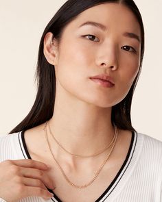 Trendy, modern and ideal for everyday wear - our layered curb link chain necklace is the perfect addition to your everyday OOTDs.Materials: 14K yellow, rose or white gold plated. Measurements: Medium Chain: 14"+2" extender, Width 2.6mm; Large Chain: 16"+3" extender, Width: 4.7mm. High Support Bra, Necklace Layered, Dangle Necklaces, Toggle Bracelet, Link Chain Necklace, Support Bras, Necklaces For Women, Bracelet Collection, Layered Necklace