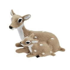 two stuffed deers sitting next to each other