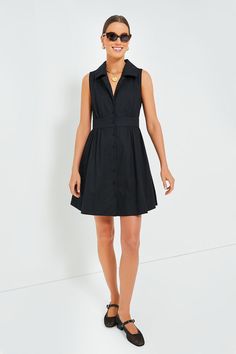 In search of the perfect tailored piece to get you through the warm weather? Look no further than the Black Sleeveless Noelle Shirt Dress. Polished to perfection with it's notched lapels, covered buttons, and fit-and-flare silhouette, this mini will take you from desk to drinks in a New York minute. Opt for flats and s Tuckernuck Dress, Kenzo Dress, New York Minute, Place Dress, Polly Dress, Flutter Sleeve Dress, Black Shirt Dress, Black Sleeveless, Covered Buttons