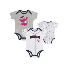 Start nurturing a love for the Cleveland Guardians with these Play Ball bodysuits. This two-pack set features the Cleveland Guardians logo, Baseball in a repeating design and the team mascot as an adorable baby. A lap shoulder neckline and snaps help make dressing easier.Start nurturing a love for the Cleveland Guardians with these Play Ball bodysuits. This two-pack set features the Cleveland Guardians logo, Baseball in a repeating design and the team mascot as an adorable baby. A lap shoulder n Casual Fitted Printed Short Sleeve Bodysuit, Casual Printed Fitted Short Sleeve Bodysuit, Cotton Stretch Bodysuit For Playtime, Stretch Cotton Onesie For Playtime, Fitted Onesie With Character Print For Playwear, Stretch Cotton Onesie For Playwear, Fitted Character Print Onesie For Playwear, Casual Printed Bodysuit For Playtime, Printed Fitted Cotton Bodysuit