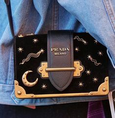 Prada Bags 2023, Unique Designer Bags, Prada Moon Bag, Prada Purse, Star Bag, Prada Purses, Small Stars, Stars Moon