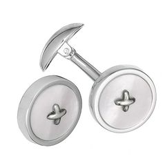 Buttoned Up and Ready to Go Stylish cuff links with a touch of high-fashion ivy league. These links combine traditional gemstones with the added detail of a button lacing in the center. - Crafted from Tuxedo Studs, Pearl Cufflinks, Gents Fashion, Silver Cufflinks, Cufflinks Men, Silver Accessories, Enamel Jewelry, Mother Of Pearl Buttons, Cuff Links