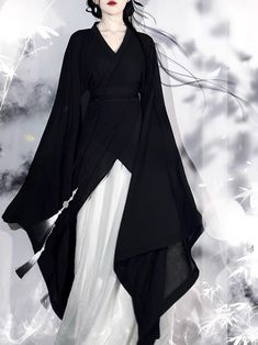 Black Hanfu Women Chinese Traditional Style Folk Dance Fairy Dresses Ancient Costume Clothes Tang Black Hanfu, Hanfu Women, Costume Clothes, Chinese Traditional Dress, Ancient Costume, Big Sleeves, Fairy Dresses, Cross Neck, Retro Girls