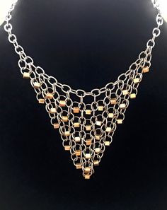 Chainmail Necklace, Chainmail Jewelry, Wire Wrapped Jewelry Diy, Chain Maille Jewelry, Collar Bone, Triangle Necklace, Layered Chains, Triangle Design, Jewelry Making Tutorials