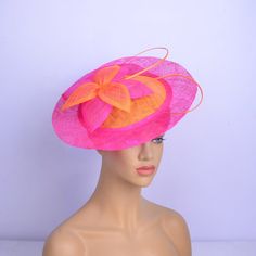 Hello!Welcome to our shop of  365daysCreations product information: Season:All Season Gender:Female Occasion:Party,Wedding,Melbourne cup,Kentucky Derby Material:ostrich spine,Sinamay With 1.2cm satin headband at the back Color:Fuchsia/Orange,Ivory Pink Sinamay Fascinator For Church, Sinamay Hat Fascinator For Royal Ascot, Summer Party Top Hat Made Of Sinamay, Pink Summer Fascinator As Gift, Multicolor Brimmed Mini Hats For Party, Multicolor Party Hat For Royal Ascot, Multicolor Hats For Party At Royal Ascot, Summer Party Mini Hats Made Of Sinamay, Elegant Multicolor Summer Fascinator