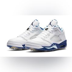 Air Jordan 5 'Grape Ice Wings' White Golf Shoes, Size 7 Bnib Cw4206-100 Elevate Your Golf Game With These Stylish Jordan 5 Low Golf Nrg Wing It 2020 Sneakers. These Sneakers Feature A Low Top Shoe Shaft Style And Come In A Sleek White Color. The Us Shoe Size Is 7 And The Style Code Is Cw4206100. These Sneakers Are Perfect For The Athletic Man Who Wants To Add Some Style To His Golf Game. The Air Jordan 5 Model Provides Comfort And Support While The Golf Performance/Activity Feature Will Help You White Golf Shoes With Boost Midsole For Casual Wear, Low-top Golf Sneakers With Cushioned Footbed, White Low-top Golf Shoes With Air Cushioning, White Golf Sneakers With Boost Midsole, Low-top White Golf Shoes With Air Cushioning, White Golf Shoes With Boost Midsole, White Golf Shoes With Air Cushioning And Round Toe, White Low-top Sneakers For Golf, White Golf Shoes For Sports