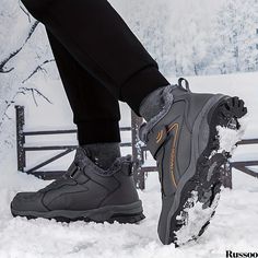 Russoo - Cold-Weather Performance: Mens Insulated Snow Boots Featuring Windproof Design and Plush Fleece Lining Winter Boots Men Snow, Mens Skate Shoes, Mens Rain Boots, Mens Canvas Shoes, Mens Snow Boots, Novelty Clothing, Mens Loungewear, Winter Sneakers, Mens Casual Dress