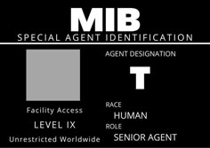 a black and white image with the words mib on it in different font styles