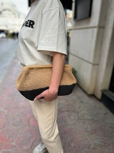 Casual Crochet Clutch Bag For Vacation, Casual Natural Crochet Pouch Bag, Casual Straw Clutch Bag For Travel, Casual Travel Straw Clutch Bag, Casual Crochet Clutch Bag For Daily Use, Casual Straw Clutch With Braided Handles, Casual Natural Color Clutch Bag, Casual Natural Straw Clutch Bag, Casual Woven Crochet Clutch Bag