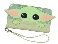 PRICES MAY VARY. THIS IS AN OFFICIALLY LICENSED STAR WARS PRODUCT SNAP-BUTTON CLOSURE/ POCKET LAYOUT - The inside features 1 large spacious pocket, 2 bill or receipt pockets, 4 card pockets, and 1 ID pocket with a clear panel. The outer back features a zipper coin pocket. 3D Baby Grogu ON FRONT- This Baby Grogu wallet features a 3D design on the front with the character made to be looking out of your wallet while holding on with his cute little hands. MEASURMENTS - The wallet measures 7" x 4" x Star Wars Merch, Green Characters, Wrist Wallet, Branded Wallets, Large Eyes, Wristlet Wallet, Coach Dinky Crossbody, Wrist Strap, 3d Design