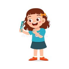 Little Kid Comb Hair with Hair Brush Stock Illustration - Illustration of happy, person: 251192467 Comb Illustration, Long Vs Short Hair, Brush Illustration, Combing Hair, Hair Salon Tools, Happy Person, Hair Clipart, Bow Clipart, Red Curly Hair