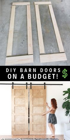 the diy barn doors on a budget are easy to make and cost less than $ 10