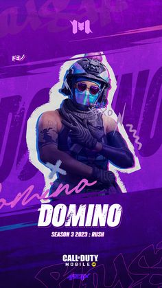 a poster for the upcoming video game called domino, featuring an image of a man in