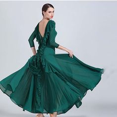 Women's Practice Dress Performance Dress Modern Dress Ballroom Dance D Ballroom Dance Dresses Standard, Ballroom Dance Competition Dress, Waltz Dress, Women Dancing, Dance Competition Dress, Competition Dress, Edwardian Dress, Dress Modern, Circle Dress