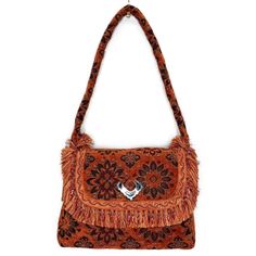 * An Original Handmade Bag By Sonide Butler * Condition: Great Pre-Owned Condition, Pain Chipping On Front Spiral, No Other Flaws (See Photos For Details). * Style: Hippie , Boho , Festial , Gremlincore , Cottagecore Hippie Tapestry, Carpet Bag, Botanical Pattern, Handmade Bag, Women Accessories Bags, Orange And Purple, Boho Hippie, Handmade Bags, Hippie Boho