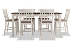 a dining table with six chairs around it