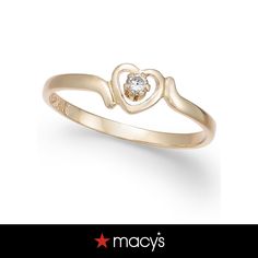 in stock Macy's Fine Jewelry Promise Ring, 14k Gold Heart Ring With Center Stone For Promise, 14k Gold Heart Ring With Center Stone, Classic Macy's Rings As A Gift, Macy's Classic Rings For Gift, Classic Macy's Rings For Gift, Macy's 14k Gold Rings For Gifts, 14k Yellow Gold Heart Ring With Center Stone, Macy's Fine Jewelry Rings As A Gift