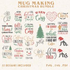 the christmas bundle is shown with different font styles and designs for each type of item