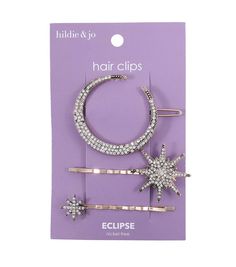 Elevate Your Halloween Look with 3ct Silver Moon & Stars Hair Pins by Hildie & JoAdd some celestial charm to your Halloween hairstyle with these 3ct Silver Moon & Stars Hair Pins by Hildie & Jo The set includes multi - sized pins that are perfect for creating a variety of hairdos, from elegant updos to playful braids The pins are made of 90% alloy and 10% glass, making them both durable and stylish The multi - color design adds a touch of whimsy to any outfit, making them the perfect accessory for your Halloween costume or everyday wearProduct DetailsSet includes 3 hair pinsMulti - sized pins for versatile styling90% alloy and 10% glass construction for durabilityMulti - color design adds a touch of whimsy to any outfit Halloween Hairstyle, Elegant Updos, Glass Making, Star Hair, Halloween Hair, Elegant Updo, Halloween Looks, Outfit Making, Silver Moon