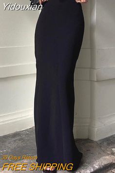 Party Maxi Skirt In Solid Color With Stretch, Stretch Solid Color Maxi Skirt For Party, Black Full Length Stretch Skirt, Black Full-length Stretch Skirt, Full Length Stretch Black Skirt, Black Fitted Full Length Skirt, Black Fitted Full-length Skirt, Black Full Length Party Skirt, Full Length Black Lined Skirt