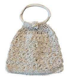 Handheld Beige Hobo Bag For Beach Season, Beige Handheld Hobo Bag For Vacation, Beige Hobo Satchel For Vacation, Cream Handheld Straw Bag For Spring, Handheld Cream Straw Bag For Spring, Beige Double Handle Hobo Bag For Beach Season, Casual Crochet Beach Bag With Detachable Handle, Casual Beach Crochet Bag With Detachable Handle, White Handheld Crochet Bag For Vacation