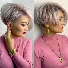 Short Stacked Undercut Pixie Bob Short Feathered Hairstyles Over 50, Kort Bob, Pixie Bob Hairstyles, Stacked Haircuts, Bob Cuts, Messy Pixie, Pixie Bob Haircut, Stacked Bob Haircut, Short Hair Undercut