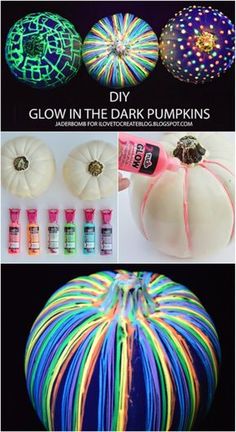 glow in the dark pumpkins with instructions to make them look like they are painted