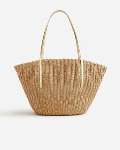 Como woven straw tote Elegant Woven Straw Tote Bag, Straw Beach Bag For Shopping, Chic Woven Leather Top Handle Beach Bag, Top Handle Beach Bag With Braided Handles For Shopping, Elegant Bucket Bag With Braided Handles For Beach, Shopping Beach Bag With Braided Top Handles, Shopping Beach Bag With Top Handle And Braided Handles, Elegant Natural Straw Bag For Shopping, Natural Color Crochet Bag With Woven Leather