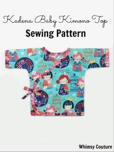 the sewing pattern for this baby kimono top is easy to sew and has an adorable little mermaid on it