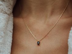 Simple Black Necklace, Hogwarts Essentials, Stack Necklaces, Black And Gold Necklace, January Birthstone Necklace, November Birthstone Necklace, Dainty Necklace Layered, Baguette Necklace, Pendant Necklace Simple