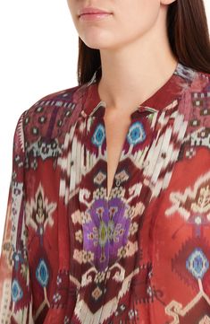 Kobi Halperin, Blouse Nordstrom, Batik Prints, Band Collar, Pin Tucks, Blouse Styles, Top Brands, Batik, Nordstrom