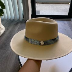 Wyeth Beige Seashell Detail Stiff Wide Brim Rancher Western Cowboy Cowgirl Wool Fedora Hat New With Tags Trimmed With A Blue Raw Edge Ribbon And A Seashell Detail Popular Sold Out Style Retail Value Is $129 + Tax Has Been Handled And Tried On ...Might Be A Little Bent From Storage...(Can Be Steamed Does Not Affect Wear) Sold As Is !! Sold As Is !! Please See All Pictures/Video Listing Is For Hat Only! Hat Box Is Not Included !! Anyone Asking To Trade Or About Hat Will Be Blocked !! No Low Ballin Monday Swimwear, Wool Fedora Hat, Wool Fedora, Hat Box, Cowboy Cowgirl, Cowboy And Cowgirl, Fedora Hat, Luxe Fashion, Western Cowboy