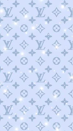 a blue wallpaper with white stars and letters on the bottom right corner is an image of louis vuitton's monogram pattern