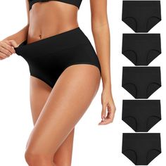 PRICES MAY VARY. Cotton Stretch full coverage underwear, no pilling, no pinching, no binding,no panty lines, not too tight but not loose, the high waisted underwear offers a bit of tummy support and reduces the appearance of muffin top. Double-layer Covered waistband(About 2cm elastic inside.) sits right at the belly button. No rolling or bunching, with no compression, perfectly snug but not tight, durable and stretchy but not easy to be deformed. No riding up underpants with double-layer crotch Lingerie Panties, Muffin Top, Briefs, Lingerie, High Waisted, Plus Size, Elastic, Clothes For Women, Dresses