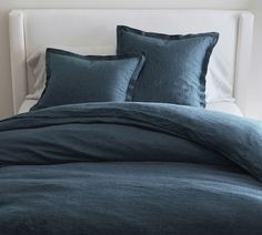 Denim, Belgian, Flax, Linen, Double, Flange, Duvet, Cover, King/Cal. Large Duvet Covers, Ruffle Duvet Cover, Duvet Cover Full, Blue Duvet Cover, Linen Duvet Covers, Linen Duvet, Queen Duvet, Bed Duvet Covers, Duvet Cover Sets